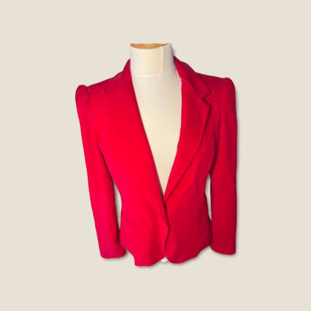 Vintage Rich Red Velvet Jacket Long Sleeve, Christmas, Trendy